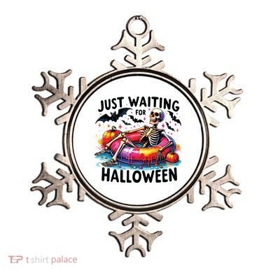 Funny Just Waiting For Halloween Skeleton Spooky Vibe Summer Ornament