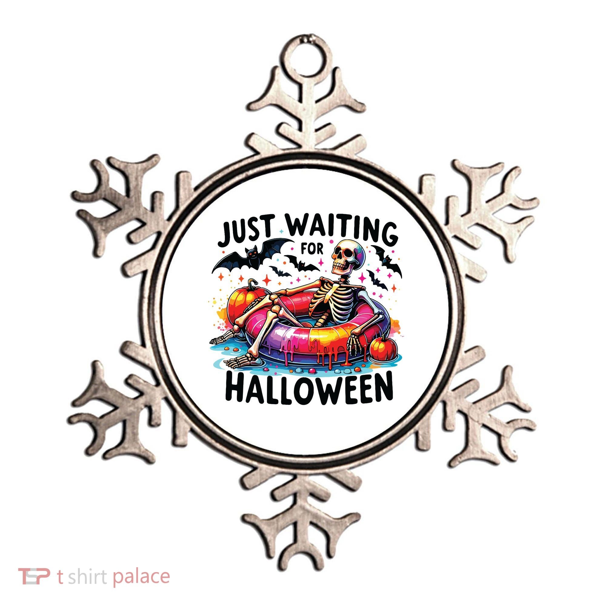 Funny Just Waiting For Halloween Skeleton Spooky Vibe Summer Ornament