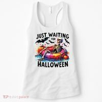 Funny Just Waiting For Halloween Skeleton Spooky Vibe Summer Women's Tank Top thumb 0