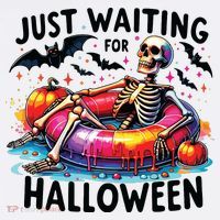 Funny Just Waiting For Halloween Skeleton Spooky Vibe Summer Women's Tank Top thumb 5