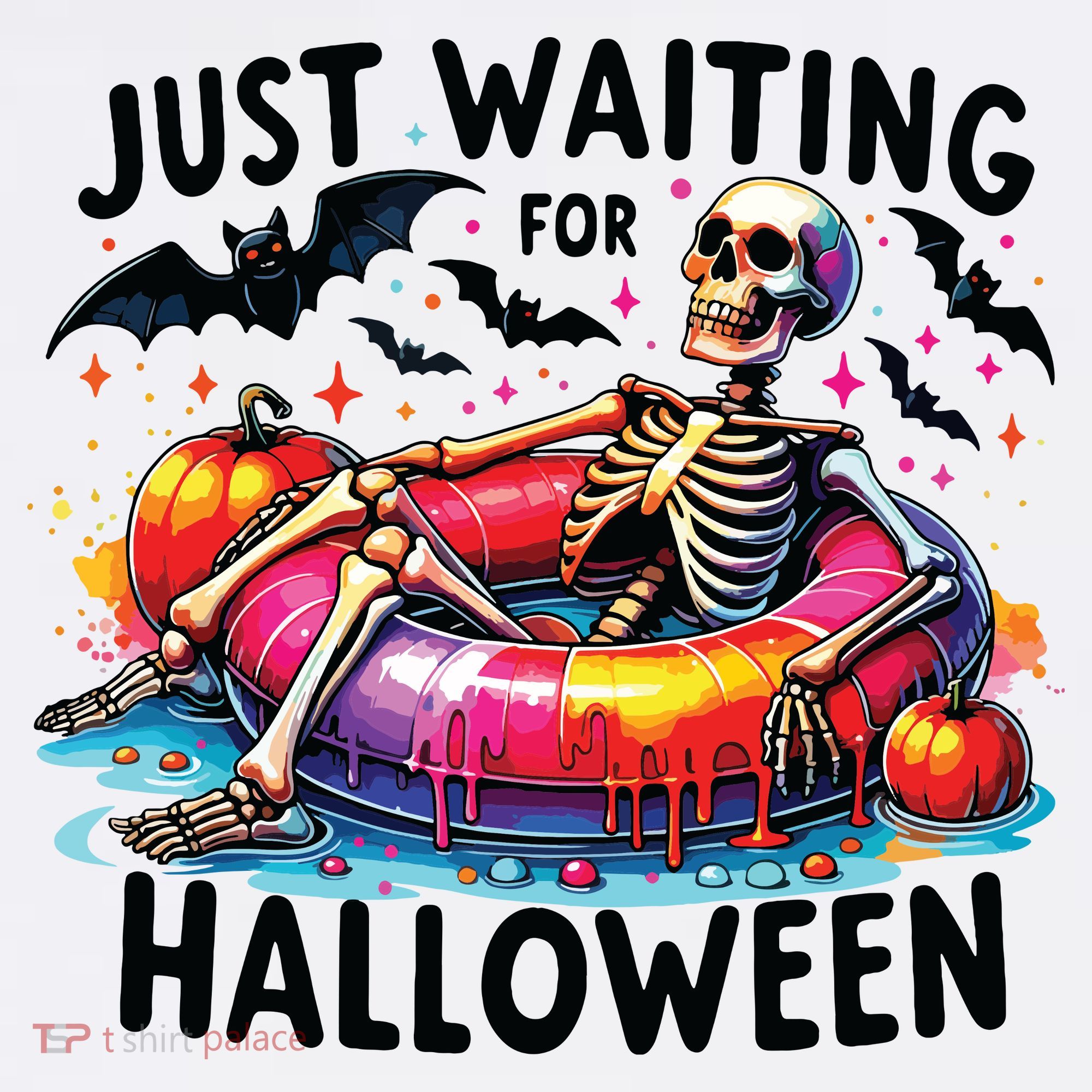 Funny Just Waiting For Halloween Skeleton Spooky Vibe Summer Women's Tank Top