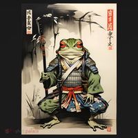 Frog Japanese Woodblock Coaster thumb 2
