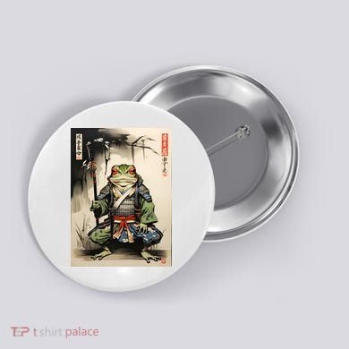 Frog Japanese Woodblock Button