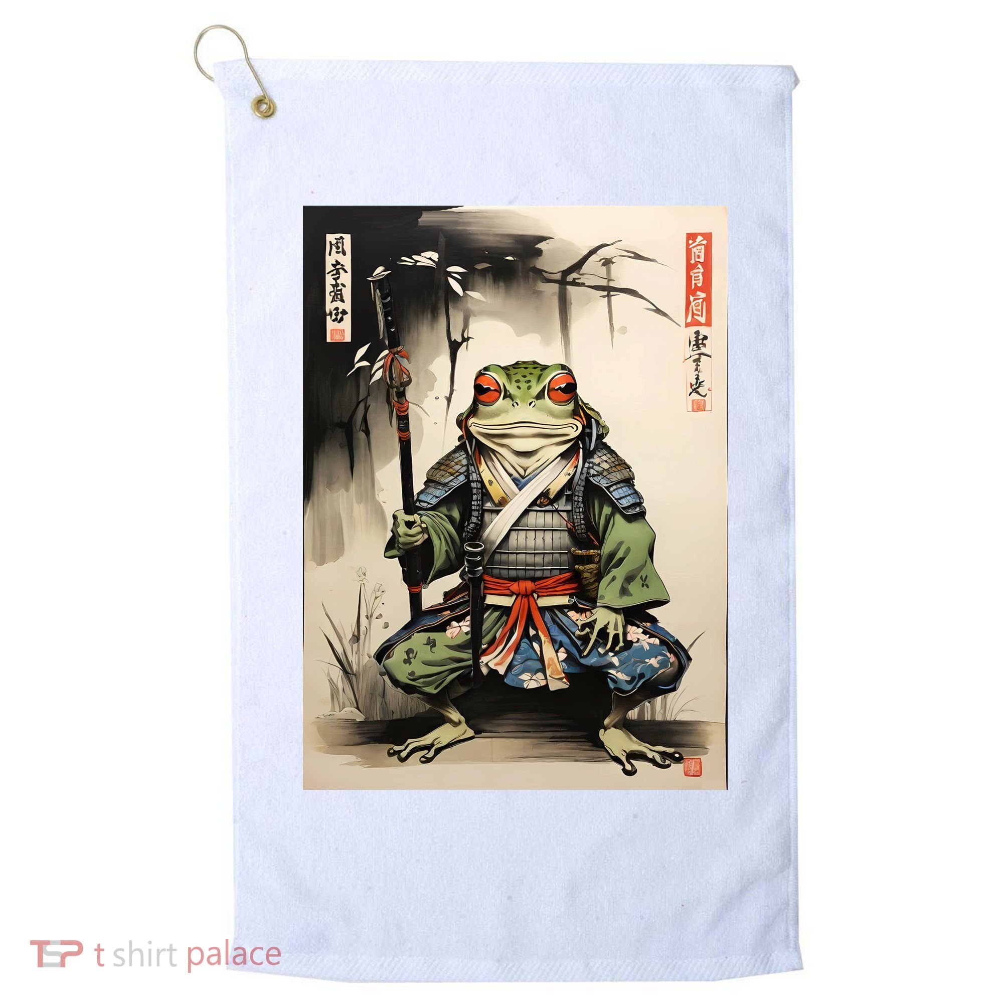 Frog Japanese Woodblock Golf Towel
