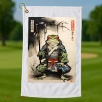 Frog Japanese Woodblock Golf Towel thumb 1