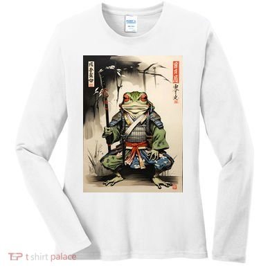 Frog Japanese Woodblock Women's Long Sleeve Shirt