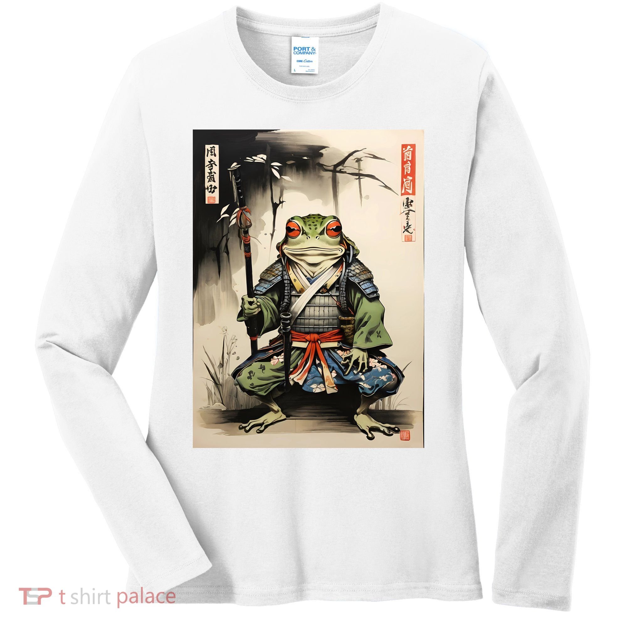 Frog Japanese Woodblock Women's Long Sleeve Shirt