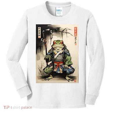 Frog Japanese Woodblock Kids Long Sleeve Shirt
