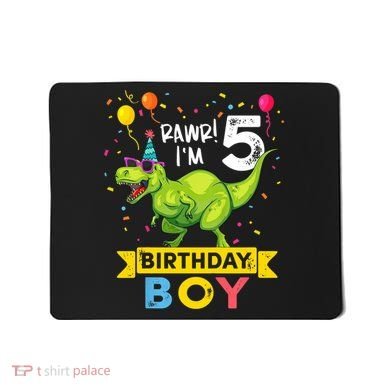 Funny Kids 5 Year Old Gift 5th Birthday Boy T Rex Dinosaur Gift Mousepad