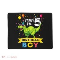 Funny Kids 5 Year Old Gift 5th Birthday Boy T Rex Dinosaur Gift Mousepad thumb 0