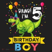 Funny Kids 5 Year Old Gift 5th Birthday Boy T Rex Dinosaur Gift Golf Towel thumb 3