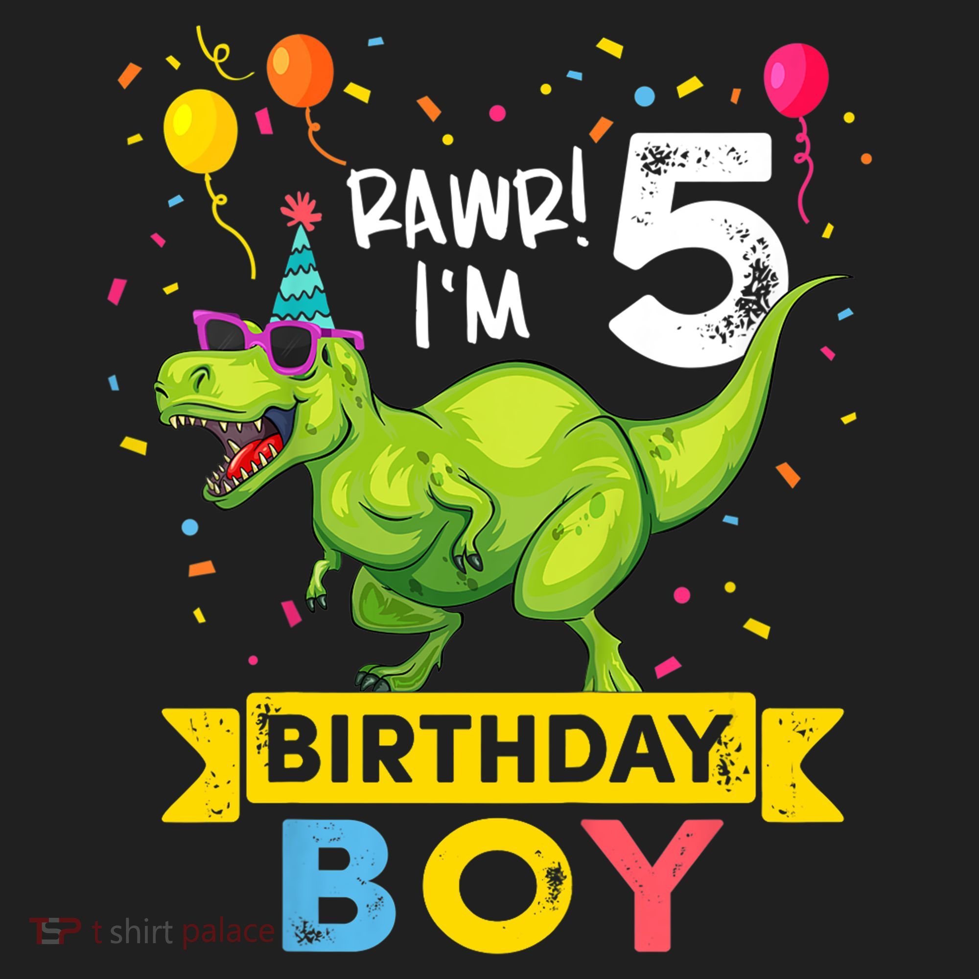 Funny Kids 5 Year Old Gift 5th Birthday Boy T Rex Dinosaur Gift Golf Towel