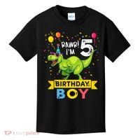 Funny Kids 5 Year Old Gift 5th Birthday Boy T Rex Dinosaur Gift Kids T-Shirt thumb 0