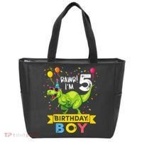 Funny Kids 5 Year Old Gift 5th Birthday Boy T Rex Dinosaur Gift Tote Bag thumb 0
