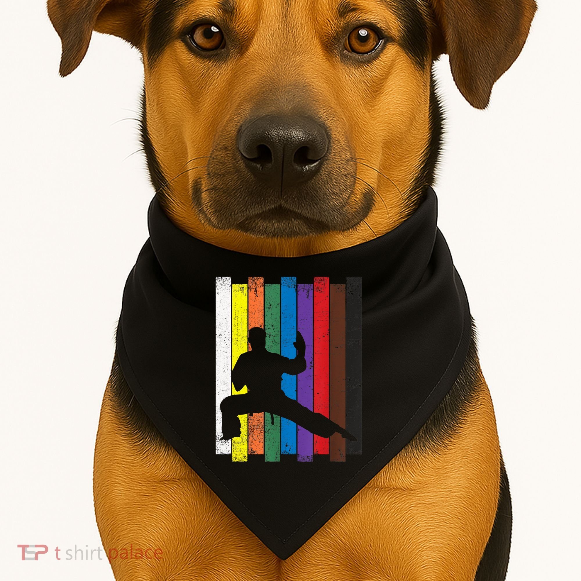 Funny Karate Belt Gift Karate Silhouette Gift Martial Arts USA-Made Doggie Bandana