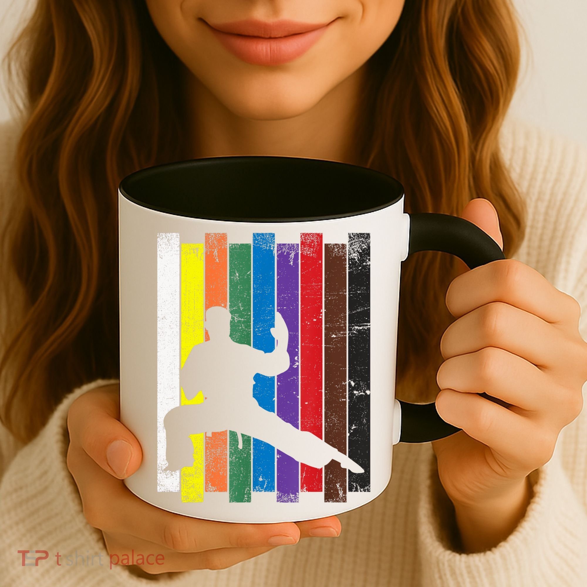 Funny Karate Belt Gift Karate Silhouette Gift Martial Arts Coffee Mug