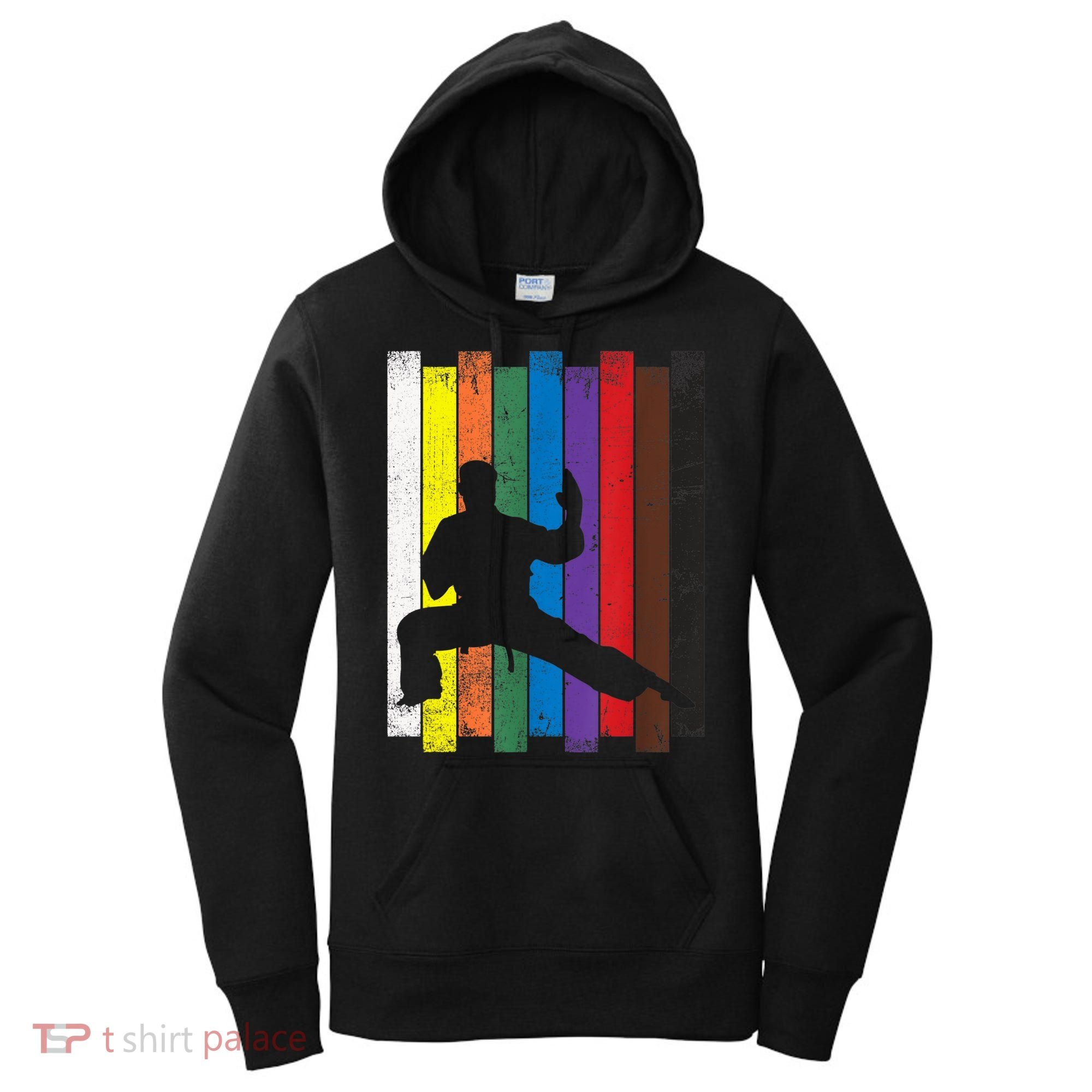 Funny Karate Belt Gift Karate Silhouette Gift Martial Arts Women's Hoodie