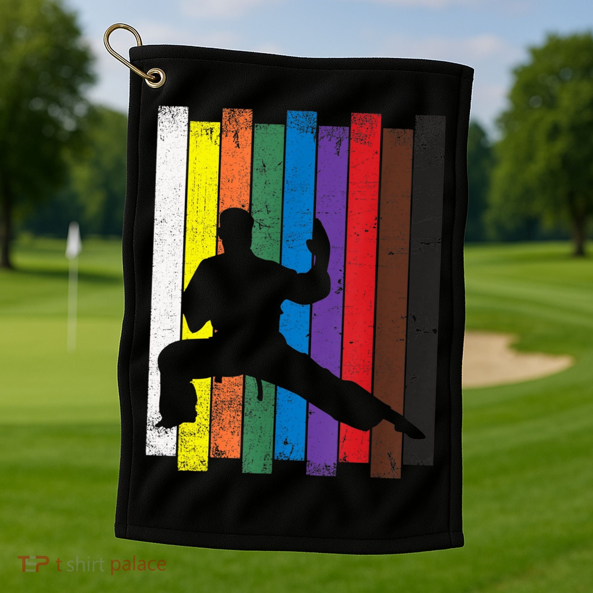 Funny Karate Belt Gift Karate Silhouette Gift Martial Arts Golf Towel