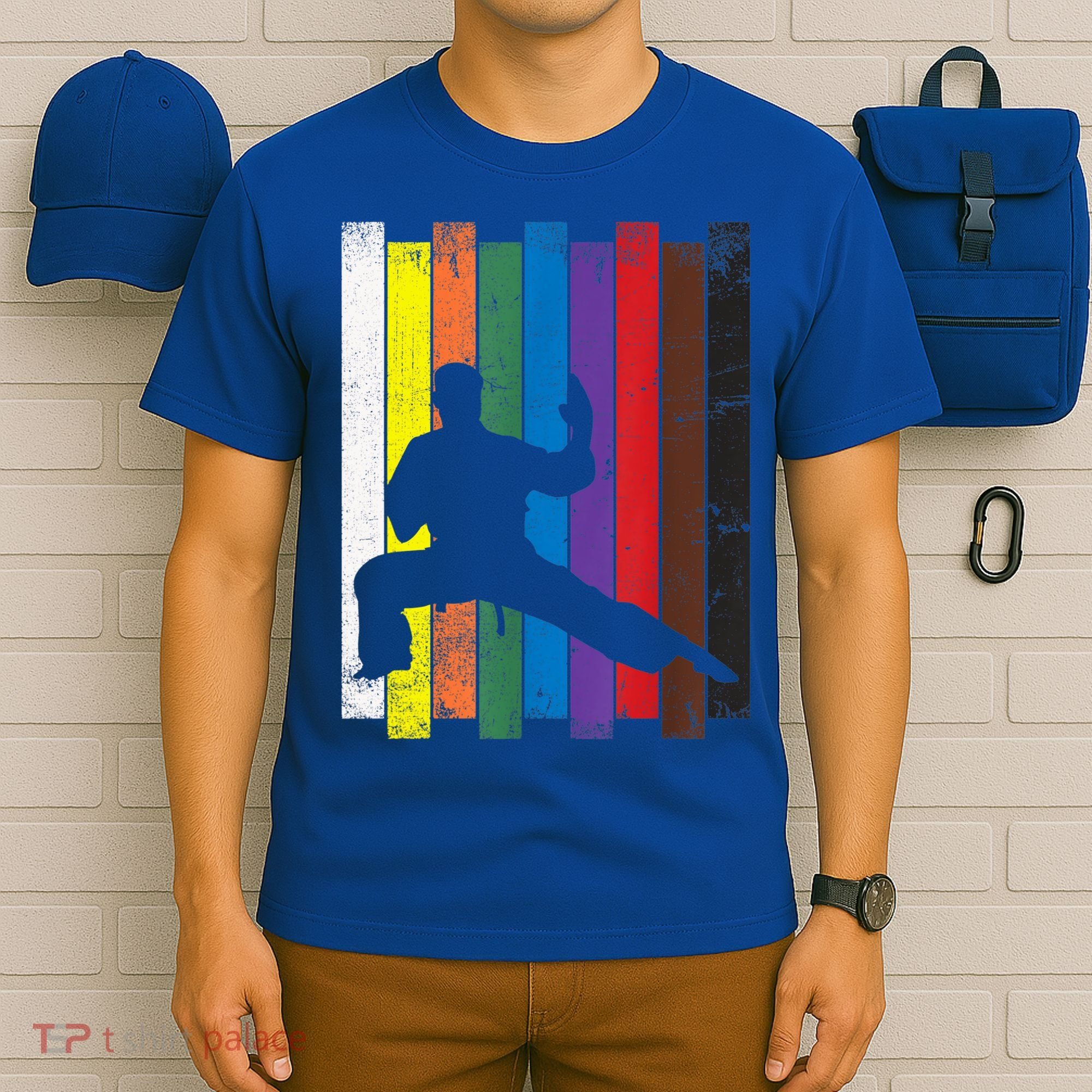 Funny Karate Belt Gift Karate Silhouette Gift Martial Arts T-Shirt