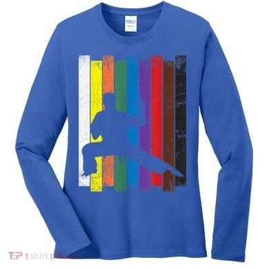 Funny Karate Belt Gift Karate Silhouette Gift Martial Arts Women's Long Sleeve Shirt