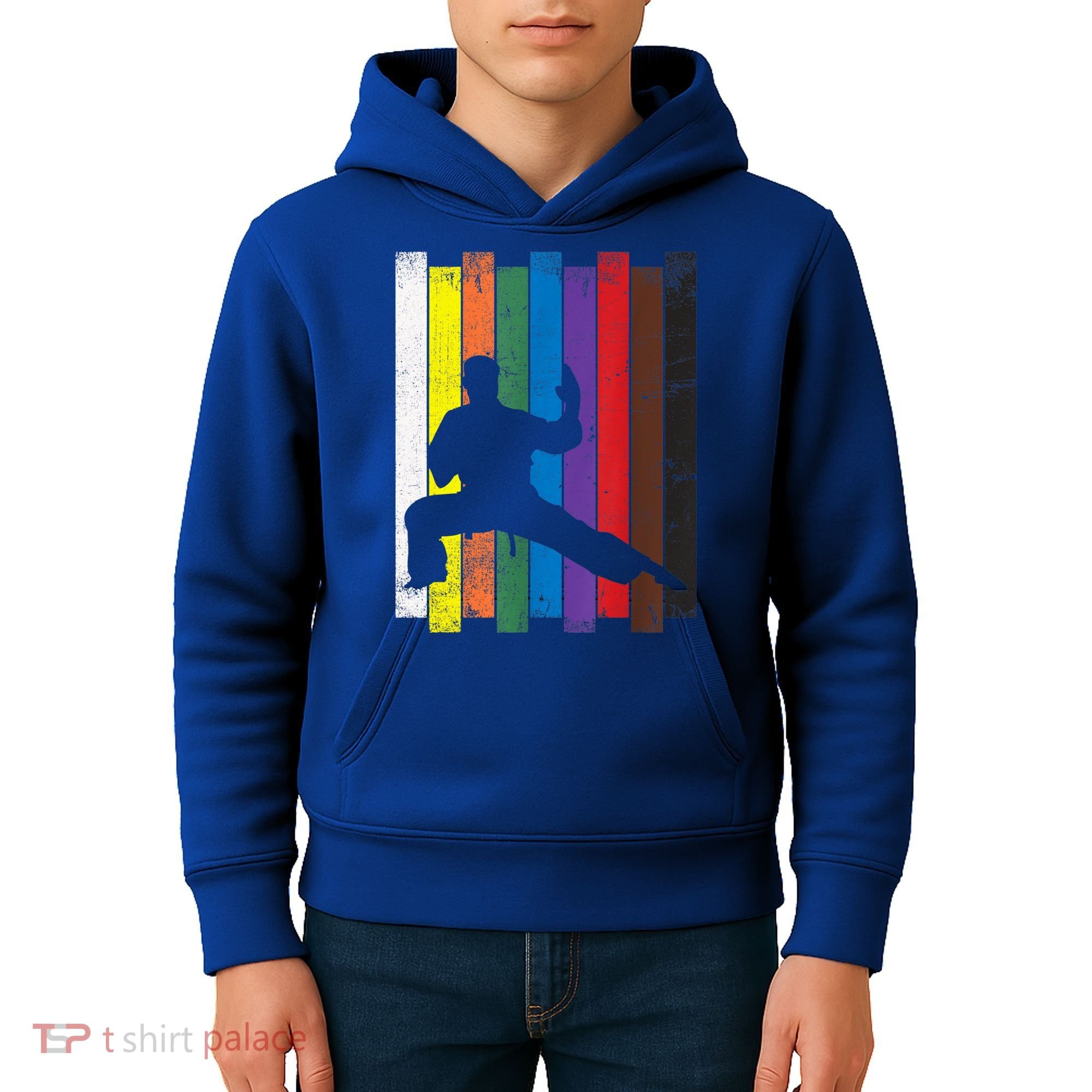 Funny Karate Belt Gift Karate Silhouette Gift Martial Arts Kids Hoodie
