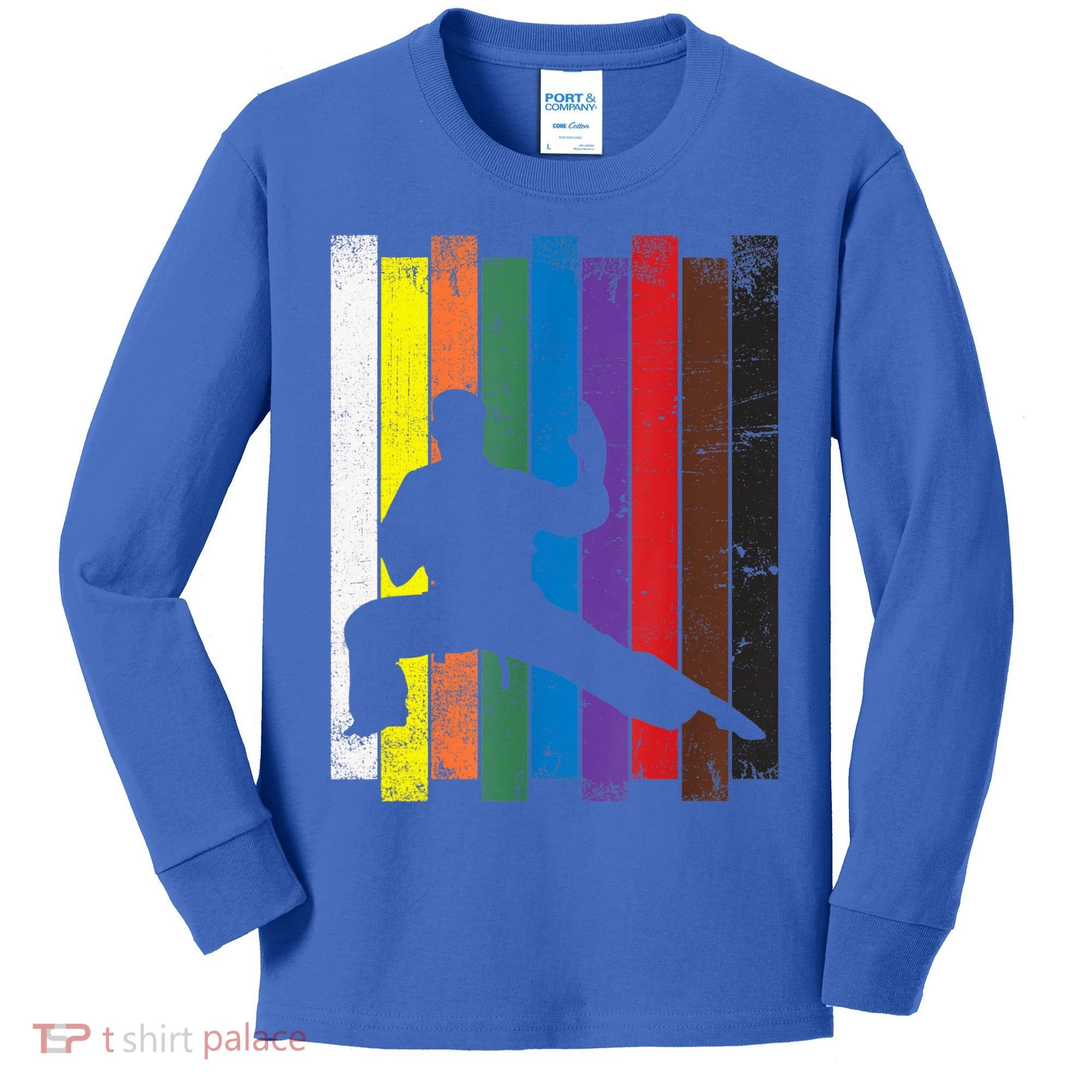 Funny Karate Belt Gift Karate Silhouette Gift Martial Arts Kids Long Sleeve Shirt
