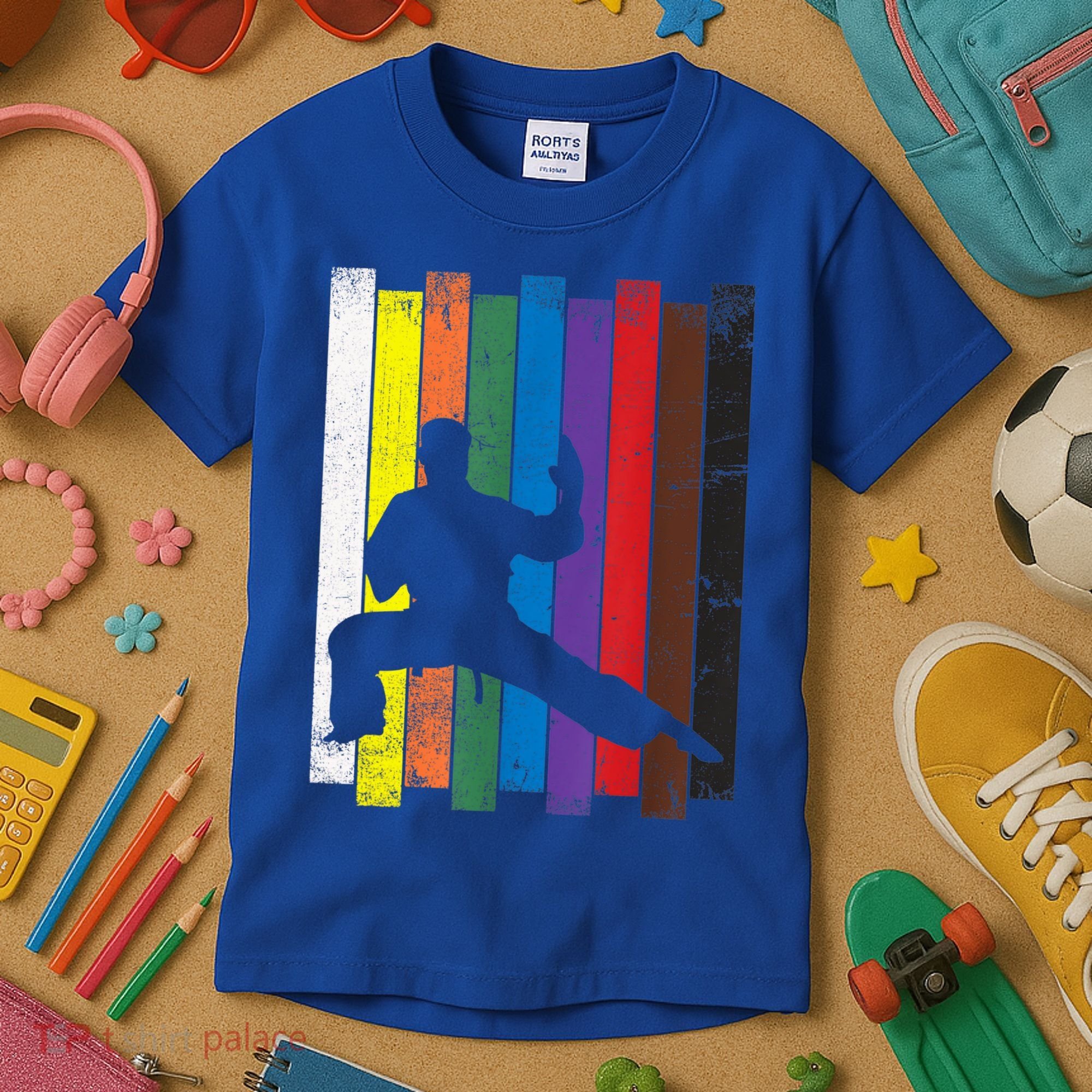 Funny Karate Belt Gift Karate Silhouette Gift Martial Arts Kids T-Shirt