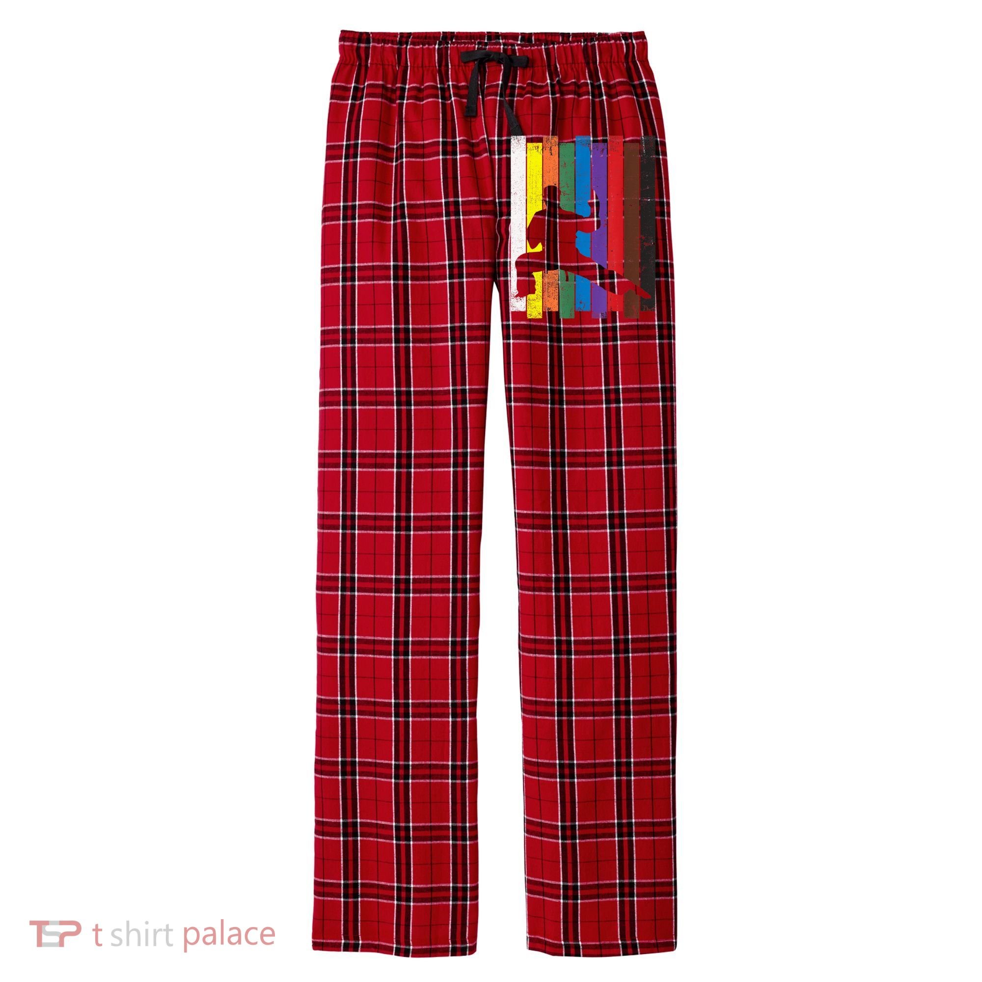 Funny Karate Belt Gift Karate Silhouette Gift Martial Arts Men's Flannel Plaid Pajama Pants