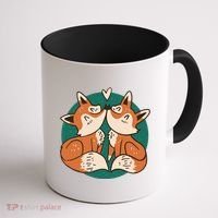 Foxes Kissing Cute Coffee Mug thumb 1