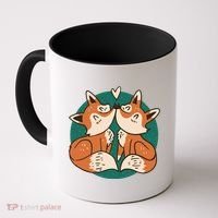 Foxes Kissing Cute Coffee Mug thumb 0