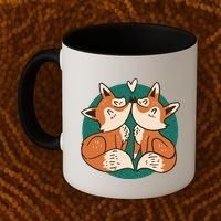 Foxes Kissing Cute Coffee Mug thumb 2