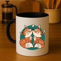 Foxes Kissing Cute Coffee Mug thumb 4
