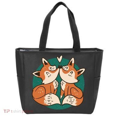 Foxes Kissing Cute Tote Bag