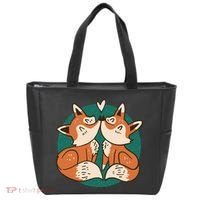 Foxes Kissing Cute Tote Bag thumb 0