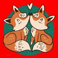 Foxes Kissing Cute Santa Hat thumb 1