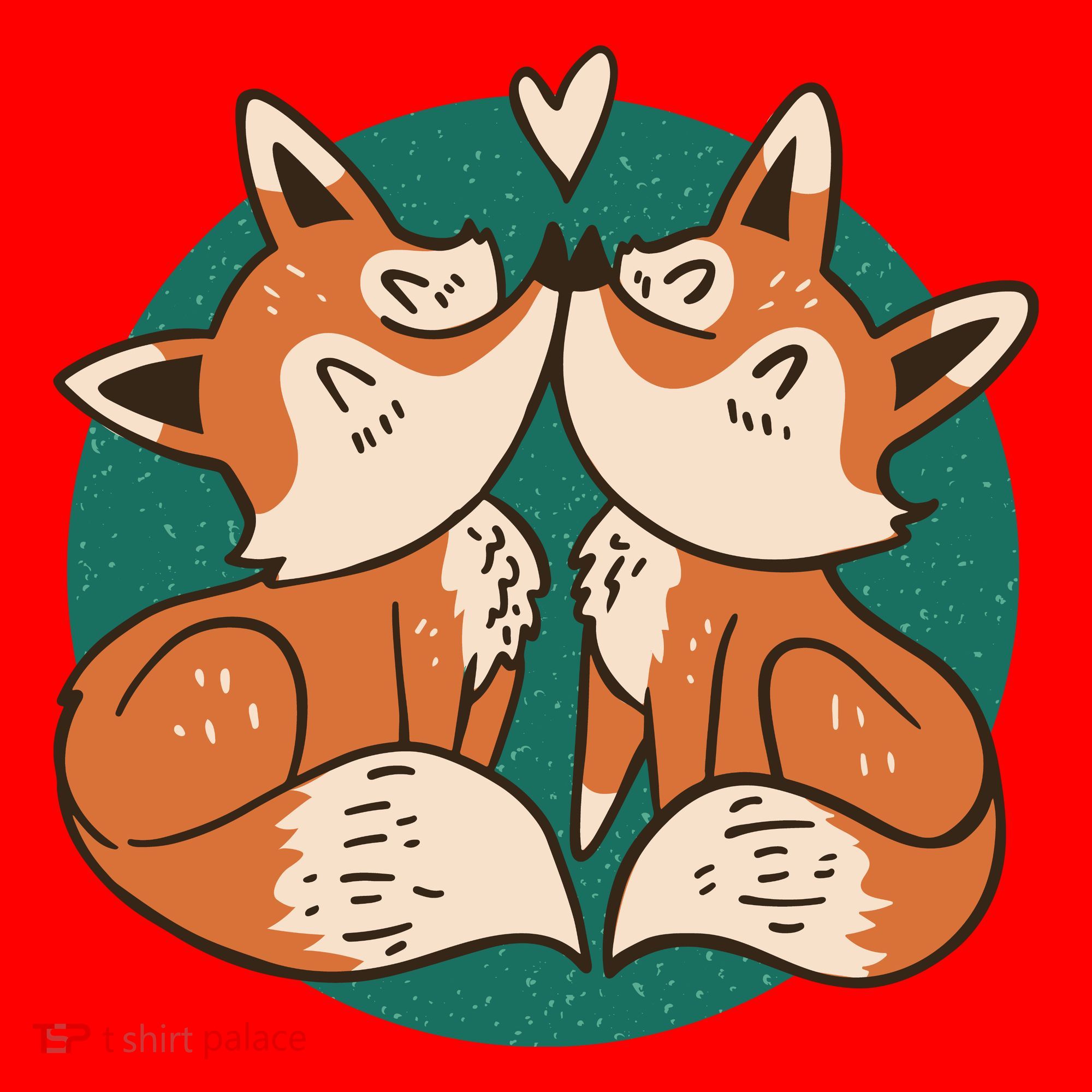Foxes Kissing Cute Santa Hat