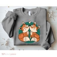 Foxes Kissing Cute Sweatshirt thumb 2