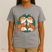 Foxes Kissing Cute T-Shirt thumb 4