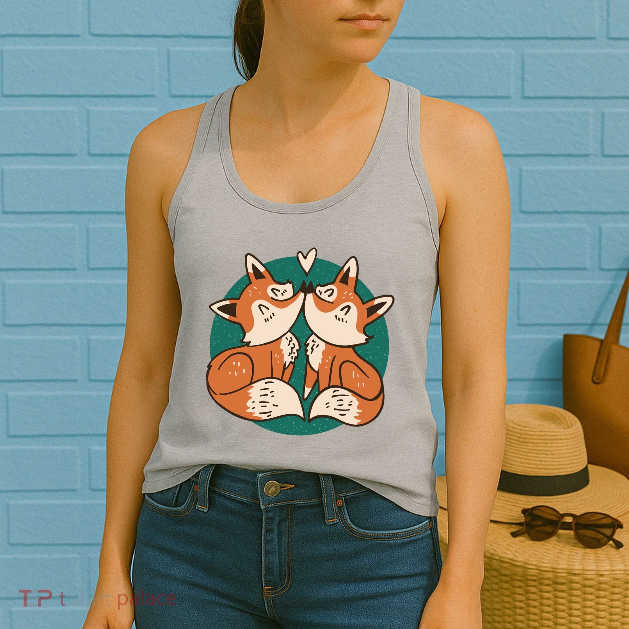 Foxes Kissing Cute Women's Tank Top