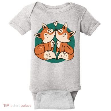 Foxes Kissing Cute Baby Bodysuit