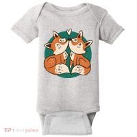 Foxes Kissing Cute Baby Bodysuit thumb 0