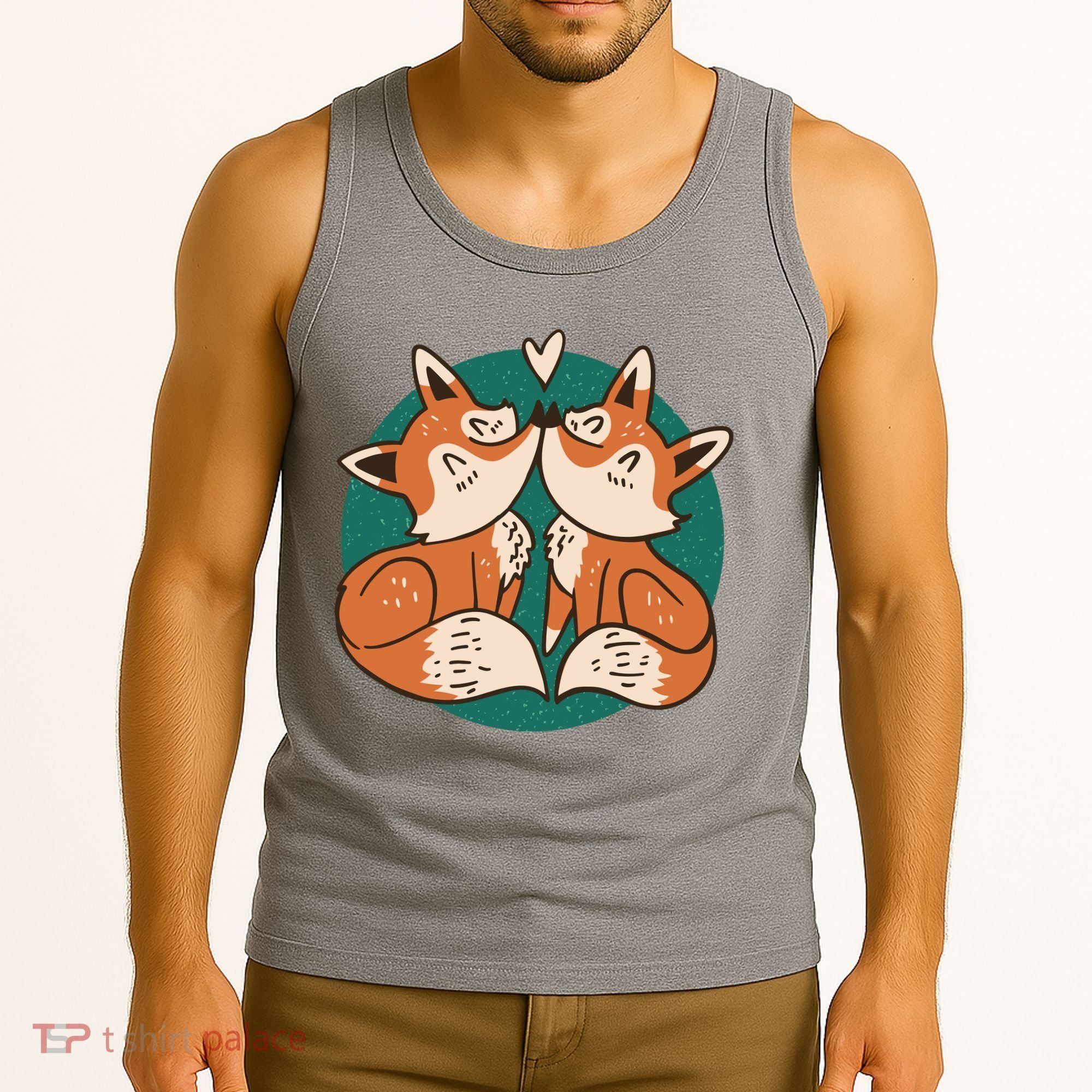 Foxes Kissing Cute Tank Top