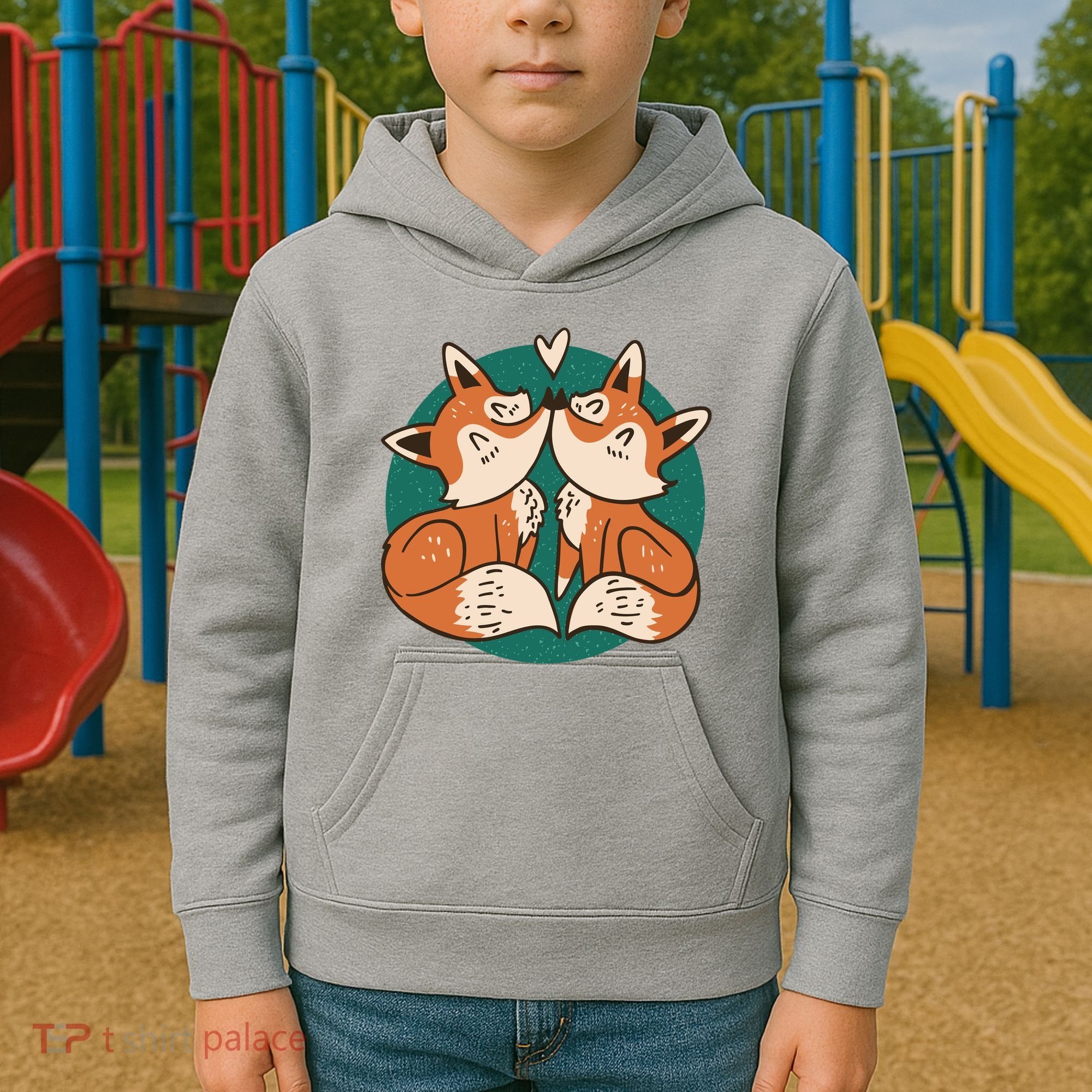 Foxes Kissing Cute Kids Hoodie