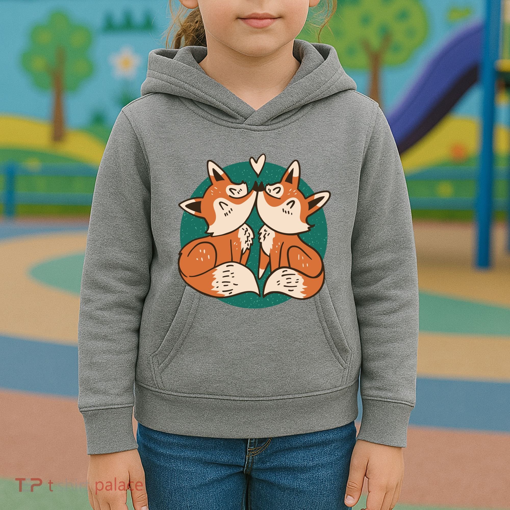 Foxes Kissing Cute Kids Hoodie