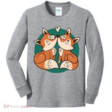 Foxes Kissing Cute Kids Long Sleeve Shirt