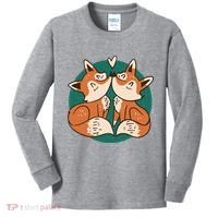 Foxes Kissing Cute Kids Long Sleeve Shirt thumb 0