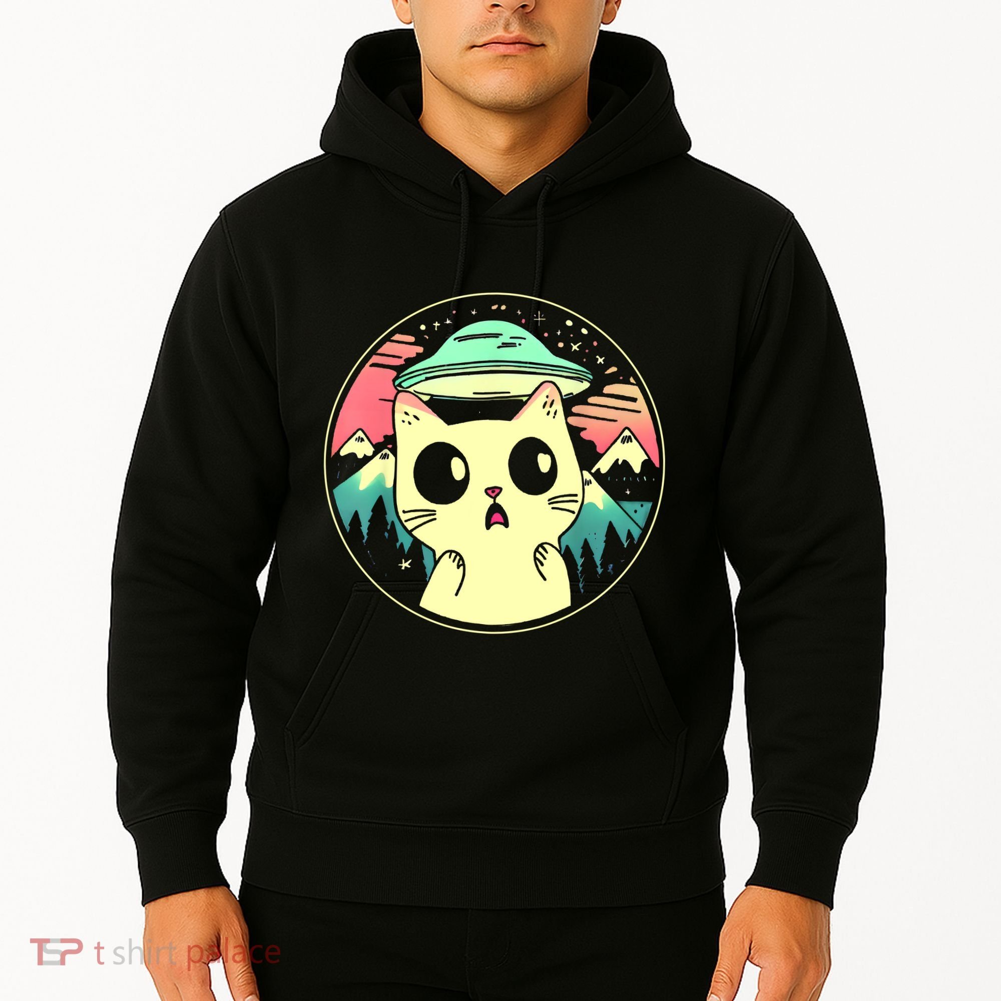 Funny Kawaii Cat Aliens And Ufo Hoodie