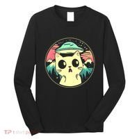 Funny Kawaii Cat Aliens And Ufo Long Sleeve Shirt thumb 0