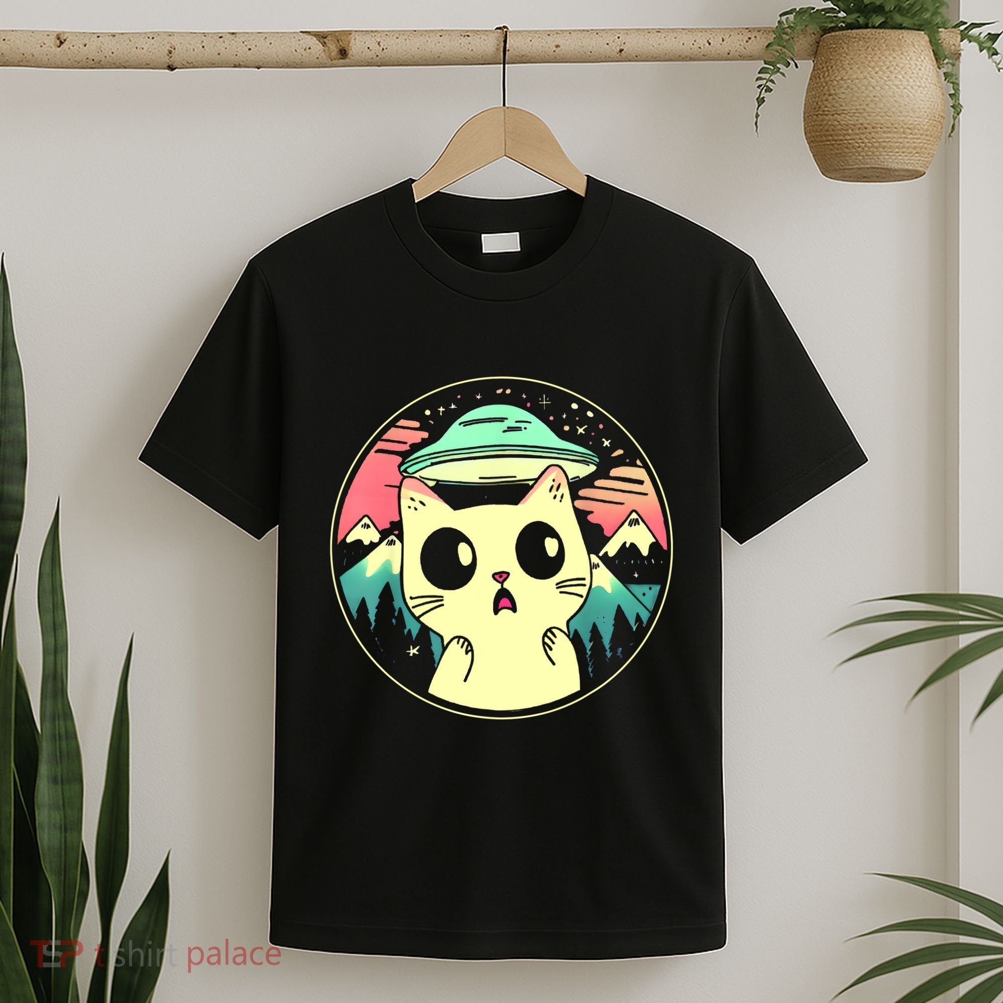 Funny Kawaii Cat Aliens And Ufo T-Shirt