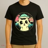 Funny Kawaii Cat Aliens And Ufo T-Shirt thumb 3